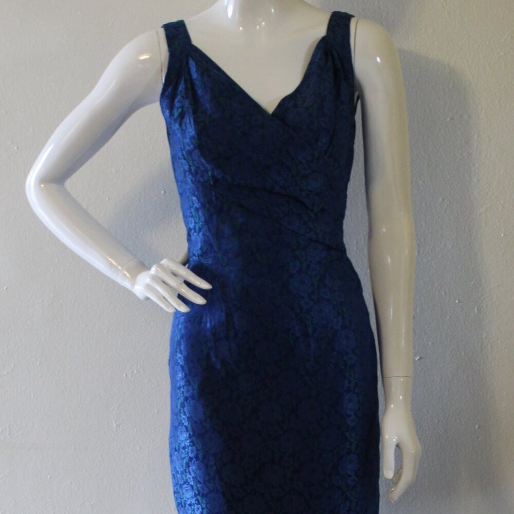 Blue Vintage 1950s Vintage Brocade Dress - Picture 5 of 9